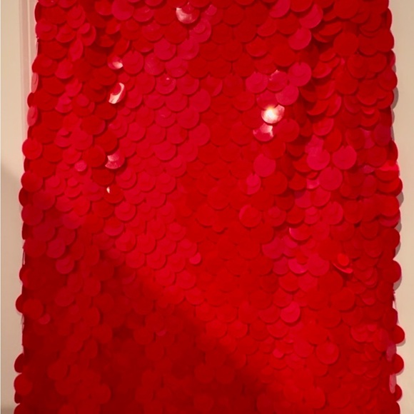Alice And Olivia FIFI PAILLETTE MIDI SKIRT. Red Sequin Size 6. - Picture 10 of 11
